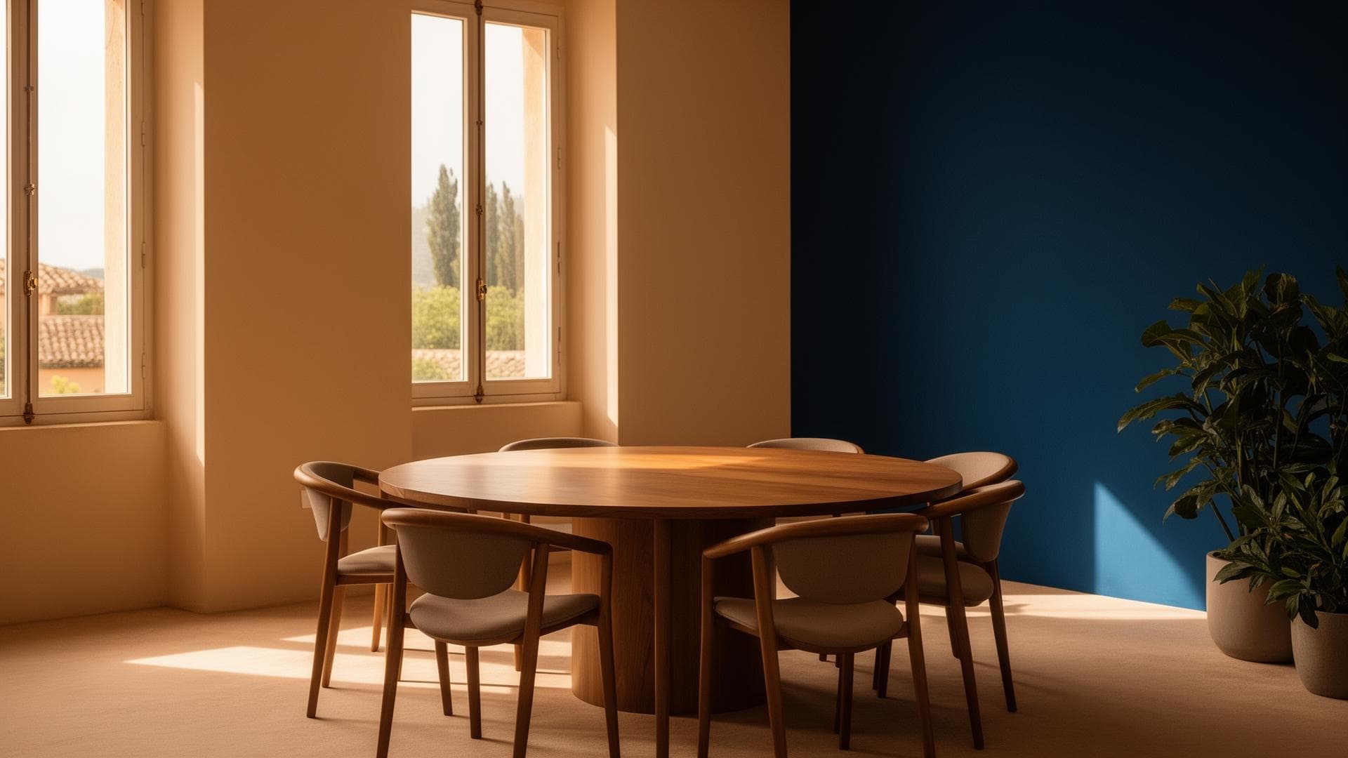 Salle de réunion lumineuse évoquant le dialogue et la réflexion d'équipe